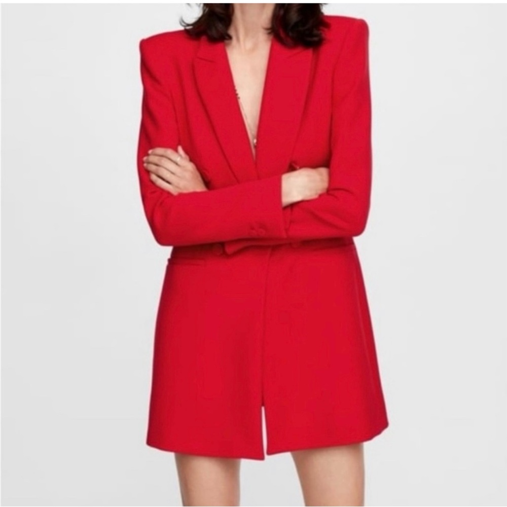 Zara Red Long Blazer Dress